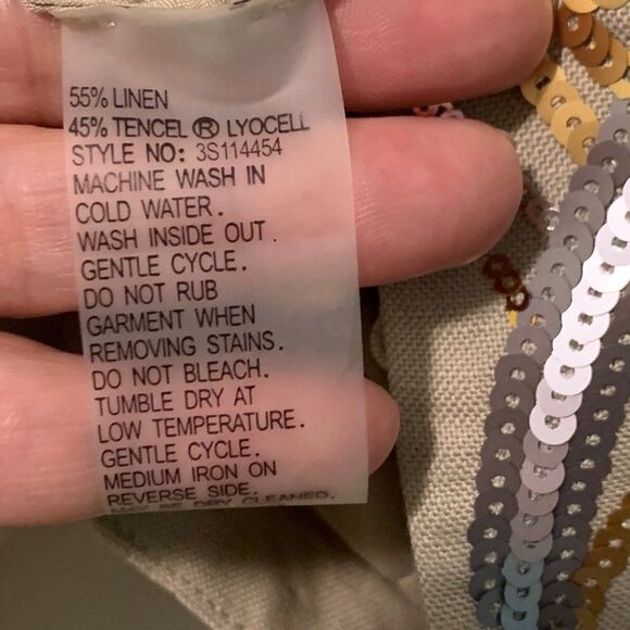 Nwt, Nygard linen top/jacket with gold and silver sequined applique, sz … - Picture 4 of 16